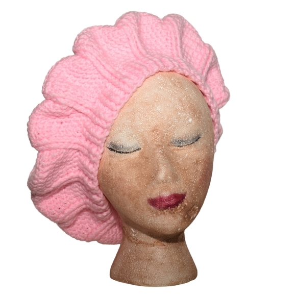 Hand Knit Accessories - Designer Knit Pink Beret